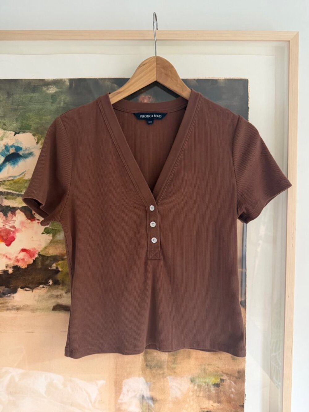 Veronica Beard Dekalb ribbed henley t-shirt